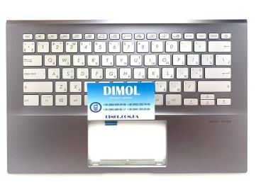 Оригинальная клавиатура для ноутбука Asus X431, X431F, X431FA series, укр, white, серая передняя панель, подсветка