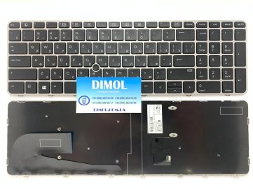 Оригинальная клавиатура для ноутбука HP Elitebook 755 G3, 755 G4, 850 G4, Zbook 15u G3, Zbook 15u G4 series, rus, black, серебристая рамка