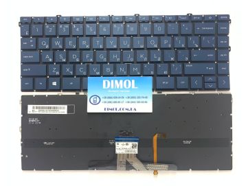 Оригинальная клавиатура для ноутбука HP Pavilion X360 14-DW, 14M-DW, X360 14M-DY, 14-DY, X360 14-DV series, ru, синяя, подсветка