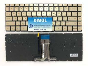 Оригинальная клавиатура для ноутбука HP Pavilion X360 14-BA, HP 240 G6 series, gold, ru, без рамки, подсветка