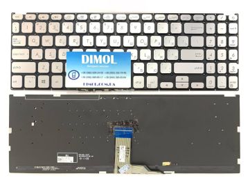 Оригинальная клавиатура для ноутбука Asus VivoBook X512FA, X512DA, X512UA, X512UB series, silver, подсветка
