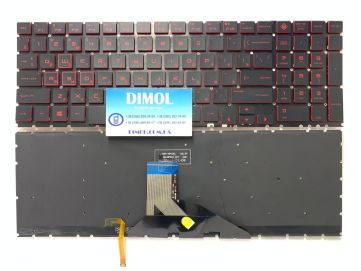 Оригинальная клавиатура для ноутбука HP Omen 15-DC series, rus, black, красная подсветка
