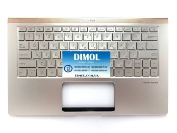 Оригинальная клавиатура для ноутбука Asus ZenBook 13 UX333FA, UX333FN series, silver, ru, подсветка, серебристая передняя панель