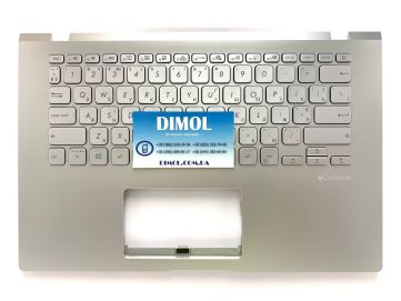 Оригинальная клавиатура для Asus Vivobook 14 X409, X409FA, Y4200, Y4200F, Y4200DA, Y4200FB series, ua, silver, подсветка, серебристая передняя панель