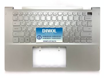 Оригинальная клавиатура для Dell Inspiron 14 5000 2-in-1 series, ru, silver, подсветка, серебристая передняя панель