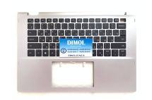 Оригинальная клавиатура для Dell Inspiron 14 5000 2-in-1 series, ru, black, серебристая передняя панель