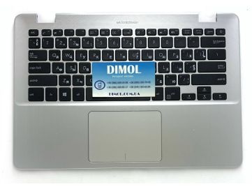 Оригинальная клавиатура для ноутбука Asus Vivobook 14 X405U, X405UA, X405UQ, X405UR series, rus, black, серебристая передняя панель