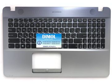 Оригинальная клавиатура для ноутбука Asus R541, R541U, X541, X541S, A541U, F541U, X541L series, black, uk, серая передняя панель