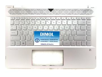 Оригинальная клавиатура для ноутбука HP Pavilion x360 14-CD, 14T-CD, 14M-C series, silver, ru, подсветка, серебристая передняя панель
