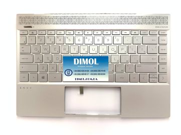 Оригинальная клавиатура для ноутбука HP ENVY 13-AH, ENVY 13T-AH series, rus, silver, подсветка, серебристая передняя панель