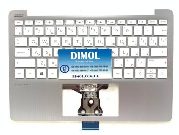 Оригинальная клавиатура для ноутбука HP Stream 11-AK series, rus, white, серебристая передняя панель