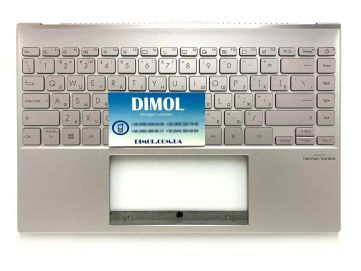 Оригинальная клавиатура для ноутбука Asus ZenBook UX325, UX325E, UX325EA, UX325J series, silver, ru, подсветка, серебристая передняя панель