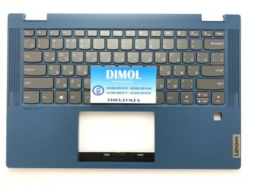 Оригинальная клавиатура для ноутбука Lenovo IdeaPad Flex 5-14, Flex 5-14IIL, 5-14IIL05, 5-14ARE05 series, ru, gray, подсветка, бирюзовая передняя панель