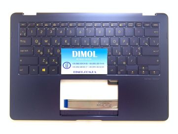 Оригинальная клавиатура для ноутбука Asus ZenBook Flip S UX370, UX370UA, UX370UAF, UX370UAR series, укр, blue, подсветка, голубая передняя панель