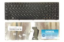 Оригинальная клавиатура для Lenovo IdeaPad G580, G585, N580, N585, Z580, Z585, black, ru, серая рамка