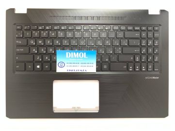 Оригинальная клавиатура для ноутбука Asus VivoBook X570 series, укр, black, передняя панель, подсветка
