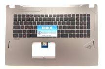 Оригинальная клавиатура для ноутбука Asus GL702VT, GL702VM series, укр, black, подсветка, серебристая передняя панель