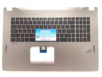 Оригинальная клавиатура для ноутбука Asus GL702VT, GL702VM series, укр, black, подсветка, серебристая передняя панель