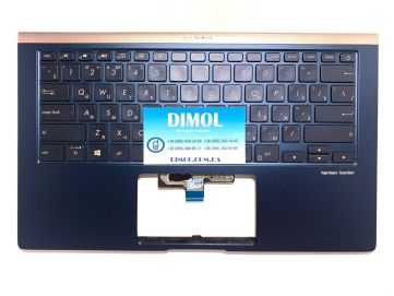 Оригинальная клавиатура для Asus ZenBook 14 UX433, UX433FN, UX433F, U4300F series, ru, blue, подсветка, синяя передняя панель