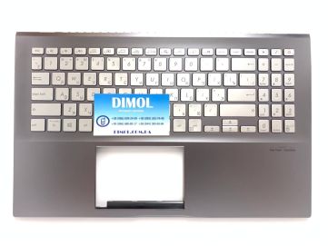 Оригинальная клавиатура для ноутбука Asus Vivobook 15 X531, X531F, X531FA, S5500, S5500F, S532F series, silver, rus, серая передняя панель, подсветка