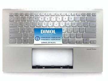 Оригинальная клавиатура для ноутбука Asus VivoBook S14 S432, S14 X432 series, ukr, silver, подсветка, серебристая передняя панель
