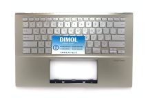 Оригинальная клавиатура для ноутбука Asus VivoBook S14 S432, S14 X432 series, ukr, silver, подсветка, золотая передняя панель