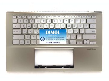 Оригинальная клавиатура для ноутбука Asus VivoBook S14 S432, S14 X432 series, ukr, silver, подсветка, золотая передняя панель