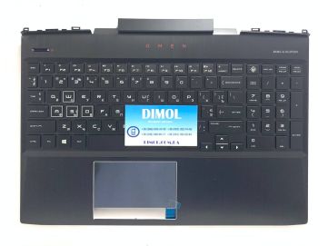 Оригинальная клавиатура для ноутбука HP Omen 15-DC series, rus, black, RGB - подсветка, черная передняя панель