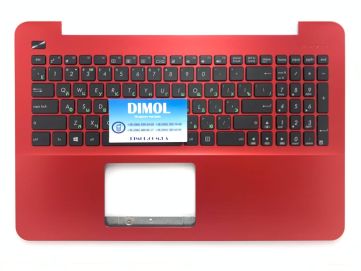 Оригинальная клавиатура для ноутбука Asus X555L, X555Y, X554L, X554Y, R556L, R556Y, X555S, K555S series, black, ru, красная передняя панель