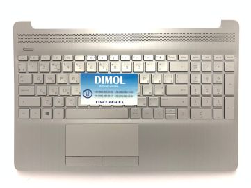 Оригинальная клавиатура для HP 15S-GR, 15S-DY, 15-DW, 15-DU, 15-CS series, ukr, silver, серебристая передняя панель