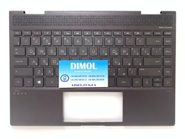 Оригинальная клавиатура для ноутбука HP X360 13-AG series, ru, purple gray, подсветка, передняя панель