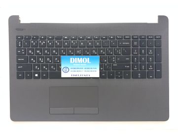 Оригинальная клавиатура для ноутбука HP 250 G6, 255 G6, 256 G6, 15-BS, HP 15-BW, 15-BR, 15T-BR, 15T-BS, 15Z-BW series, ru, black, серая передняя панель