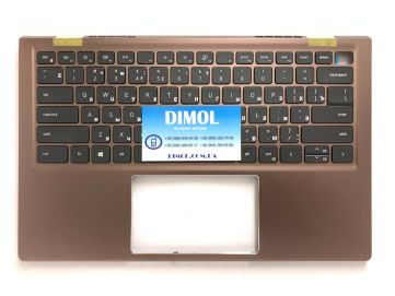 Оригинальная клавиатура для ноутбука Dell Inspiron 5410, Inspiron 5415, Inspiron 5418 series, rus, black, передняя панель розовое золото