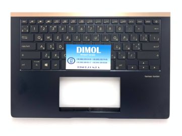 Оригинальная клавиатура для ноутбука Asus Zenbook 14 UX450, UX450FD, UX450FDX series, uk, black, подсветка, темно-синяя передняя панель