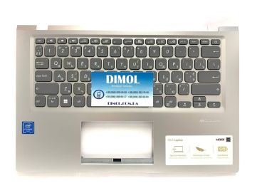 Оригинальная клавиатура для ноутбука Asus VivoBook 14 X415, X415JA, F415, V4200E, V4200Jita series, grey, ukr, серебристая передняя панель