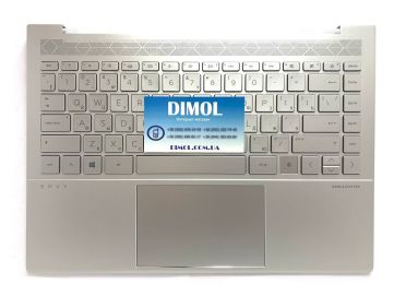 Оригинальная клавиатура для ноутбука HP Envy 14-EB series, rus, silver, подсветка, серебристая передняя панель