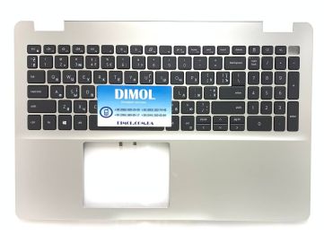 Оригинальная клавиатура для ноутбука Dell Inspiron 15 5584 series, rus, black, серебристая передняя панель