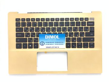 Оригинальная клавиатура для ноутбука Dell Vostro 5490 series, rus, black, золотая передняя панель, подсветка