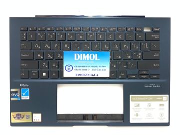 Оригинальная клавиатура для ноутбука Asus Zenbook UX3402, UX3402V, UX3402VA, UX3402ZA series, black, ru, подсветка, синяя передняя панель