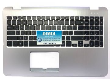 Оригинальная клавиатура для ноутбука Asus Transformer Book Flip TP501, TP501U, TP501UA, TP501UB, TP501B, TP501UQ series, black, ukr, серебристая передняя панель