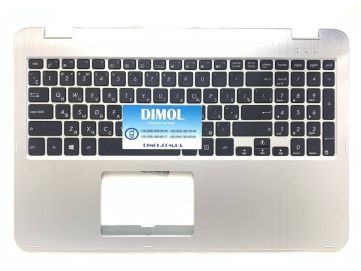 Оригинальная клавиатура для ноутбука Asus Transformer Book Flip TP501, TP501U, TP501UA, TP501UB, TP501B, TP501UQ series, black, ukr, серебристая передняя панель