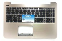 Оригинальная клавиатура для ноутбука Asus X556, X556UV series, rus, black, золотая передняя панель