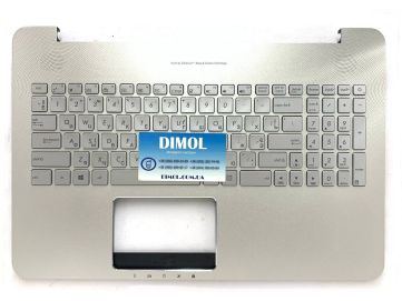 Оригинальная клавиатура для ноутбука Asus N552V, N552VX, N552VW series, black, ru, подсветка, серебристая передняя панель