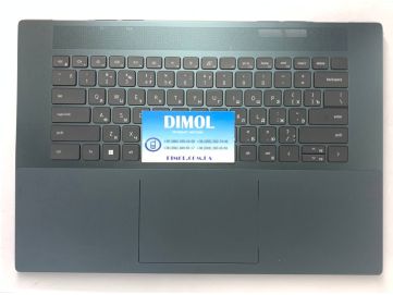 Оригинальная клавиатура для ноутбука Dell Inspiron 16 2-in-1 7620 series, rus, black, подсветка, темно-зеленая передняя панель