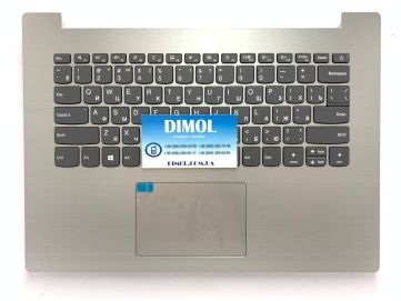 Оригинальная клавиатура для ноутбука Lenovo IdeaPad 320-14IKB, 320-14ISK series, rus, gray, серебристая передняя панель