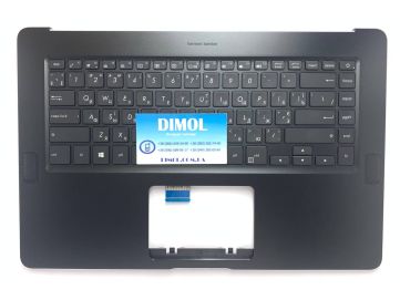 Оригинальная клавиатура для ноутбука Asus ZenBook Pro UX550V, UX550VD, UX550G, UX550GD, UX550GE, UX550GEX, UX550GDX series, ukr, black, подсветка, черная передняя панель