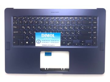 Оригинальная клавиатура для ноутбука Asus ZenBook Pro UX550V, UX550VD, UX550G, UX550GD, UX550GE, UX550GEX, UX550GDX series, ukr, black, подсветка, темно-синяя передняя панель