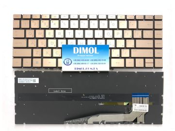 Оригинальная клавиатура для ноутбука HP Pavilion Aero 13-BE, 13-BE0755ng, 13-BE0227od series, gold, ru, подсветка