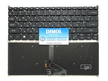 Оригинальная клавиатура для Acer Swift SF514-51, SF514-52, SF514-54, SF314-57, SF314-58, SF314-59 series, black, ru, подсветка (VER.2)