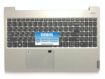 Оригинальная клавиатура для ноутбука Lenovo IdeaPad S340-15IWL series, rus, gray, подсветка, серебристая передняя панель